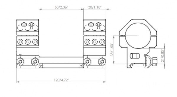 EAW German Tactical Mount - 34mm MONOBLOCK MOUNT (BH=15mm) 0 MOA