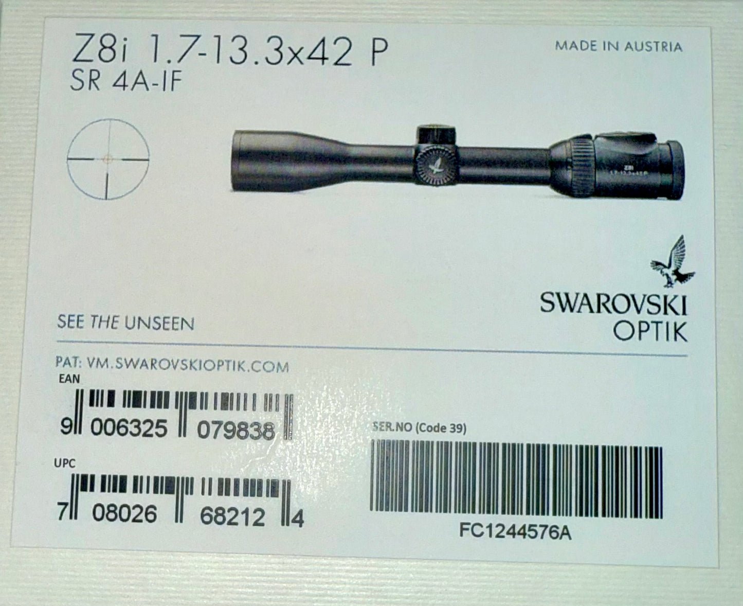SWAROVSKI Z8i OPEN BOX Riflescopes - heavily discounted