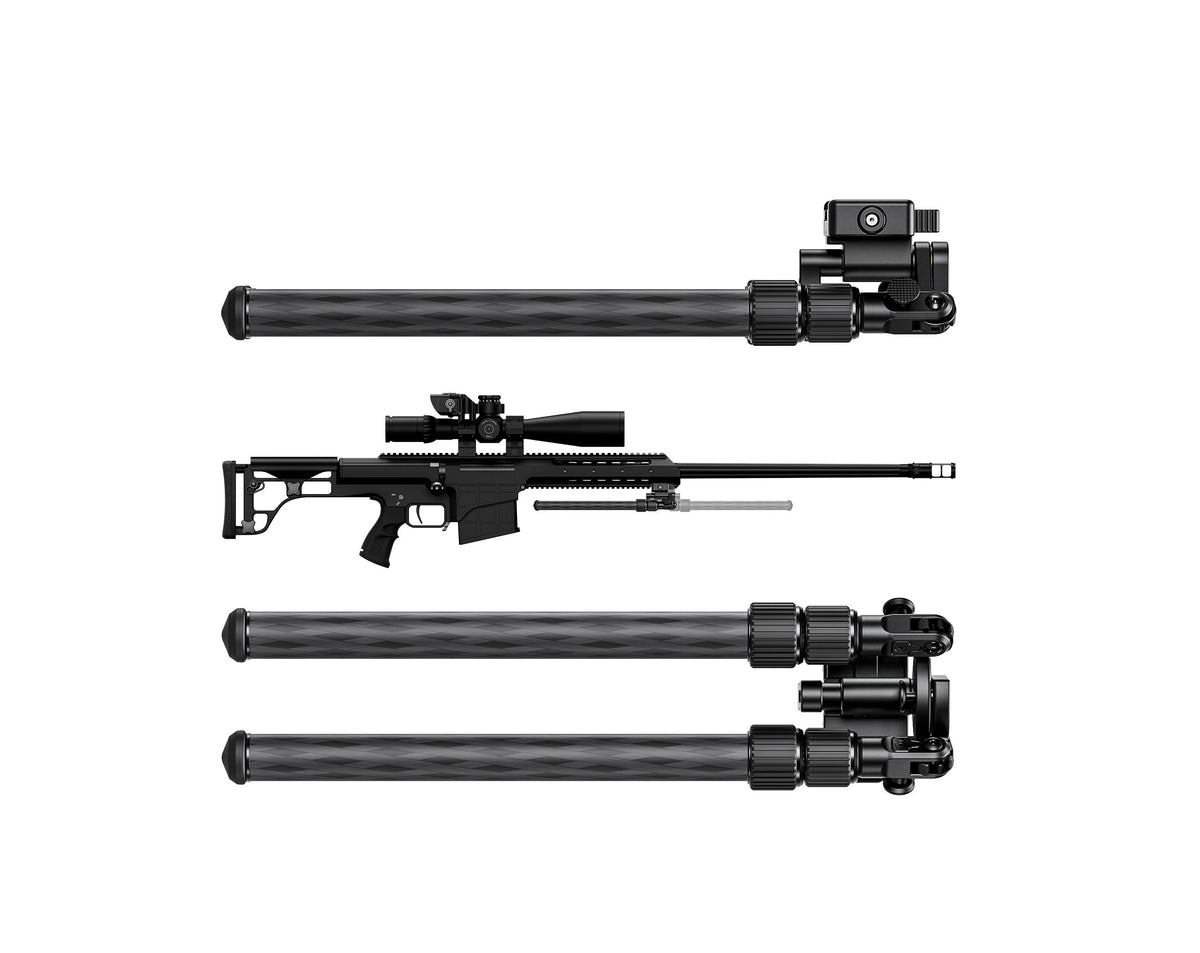 LEOFOTO BIP-B1 Multi-Functional Hunting Bipod (Low to Mid-Height - Cross Carbon Pattern) - IN STOCK - Shooting Warehouse Sport Optics