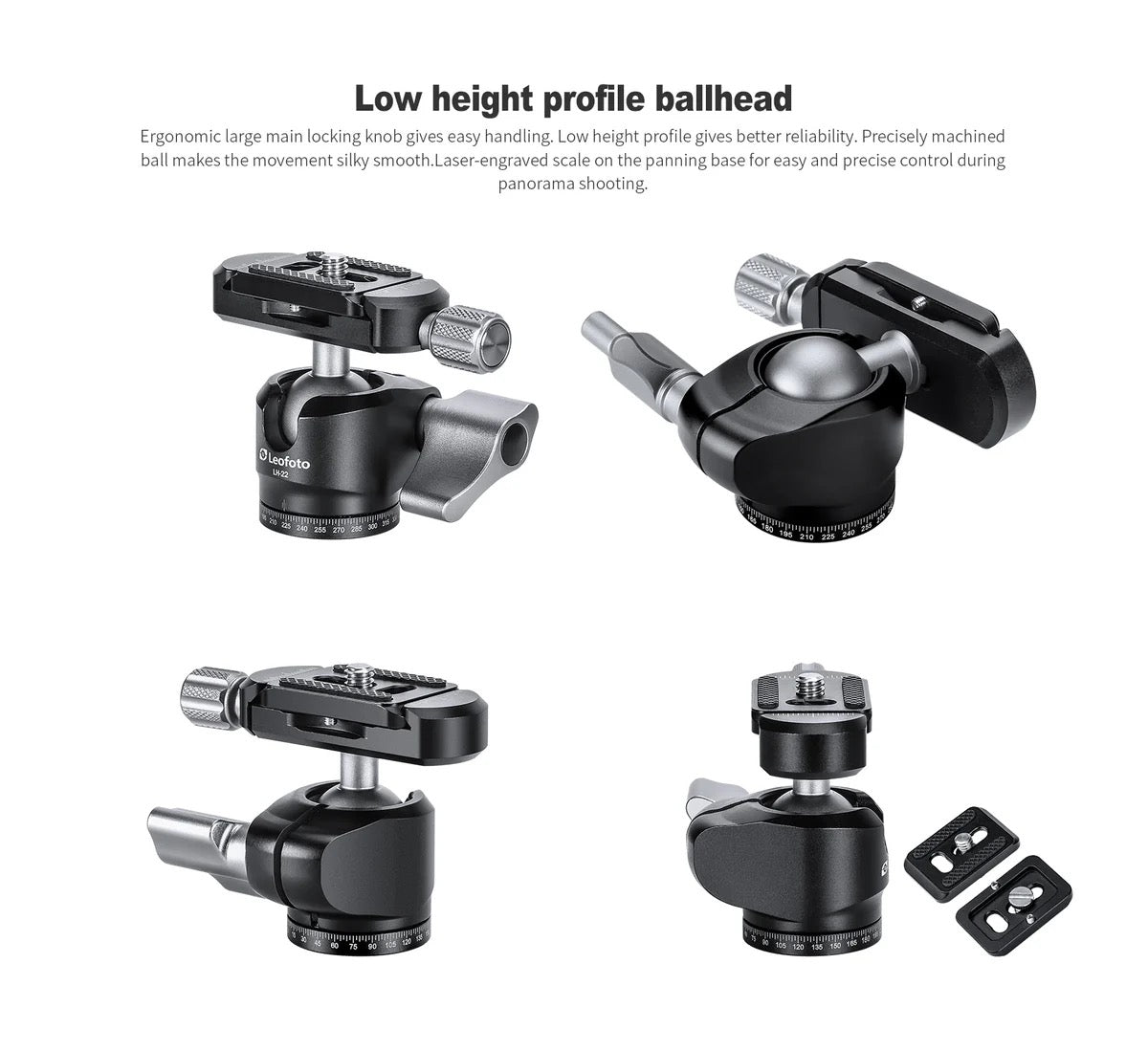 LEOFOTO LH-22 Mini Ball Head + QR Plate | Arca Compatible