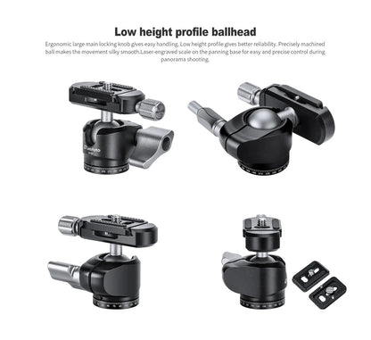 LEOFOTO LH-22 Mini Ball Head + DC22M QR Rail Connector Clamp COMBO | Arca Compatible