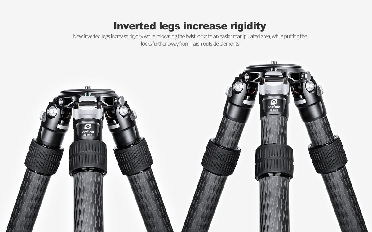 LEOFOTO SO-362CP Inverted Outdoors Series Carbon Fiber Tripod with 75mm Bowl + MH-50LRC HEAD - IN STOCK - Shooting Warehouse Sport Optics