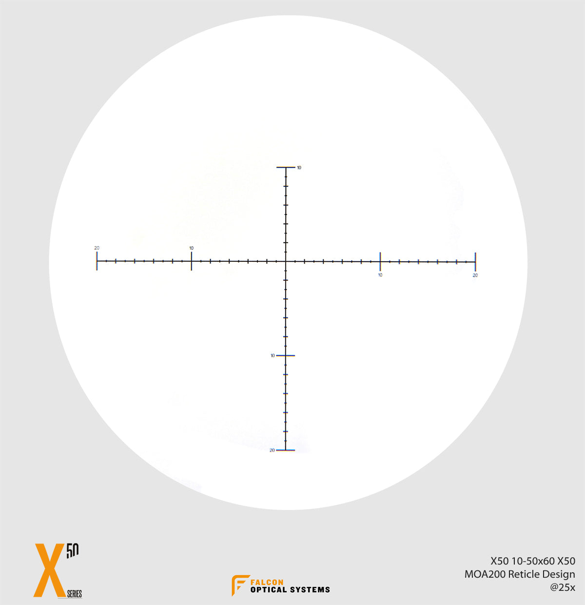 Falcon Optics X50 10-50x60 SFP Riflescope with MOA Reticle, and 1/8 MOA Click Adjustments - Shooting Warehouse Sport Optics