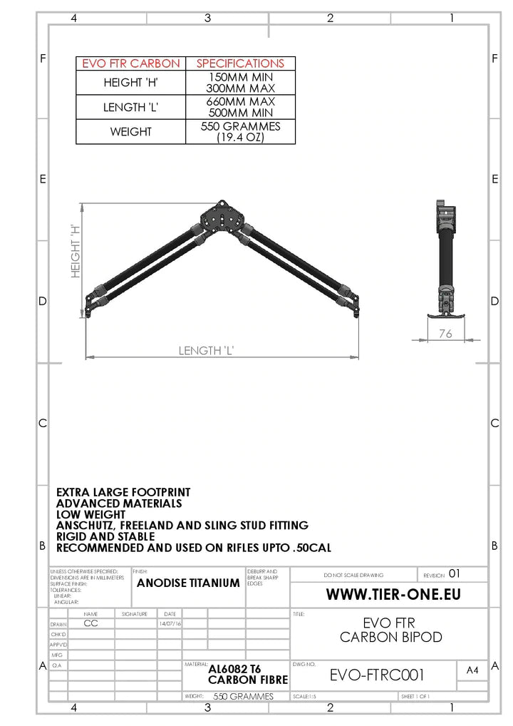Tier-One FTR BIPOD ACCESSORIES - Shooting Warehouse